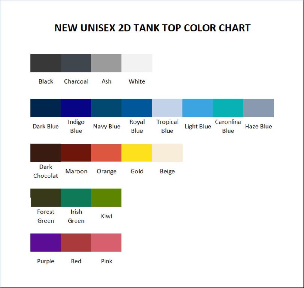 tank top color chart - Vinland Saga Shop